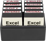 ExcelMark Mini Office Message Rubber Stamp Set - Red Ink - Storage Tray Included - Image 6